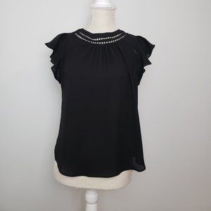 Black polyester blouse size S